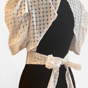 White Sheer Gingham Puff Sleeve Crop Top Size M